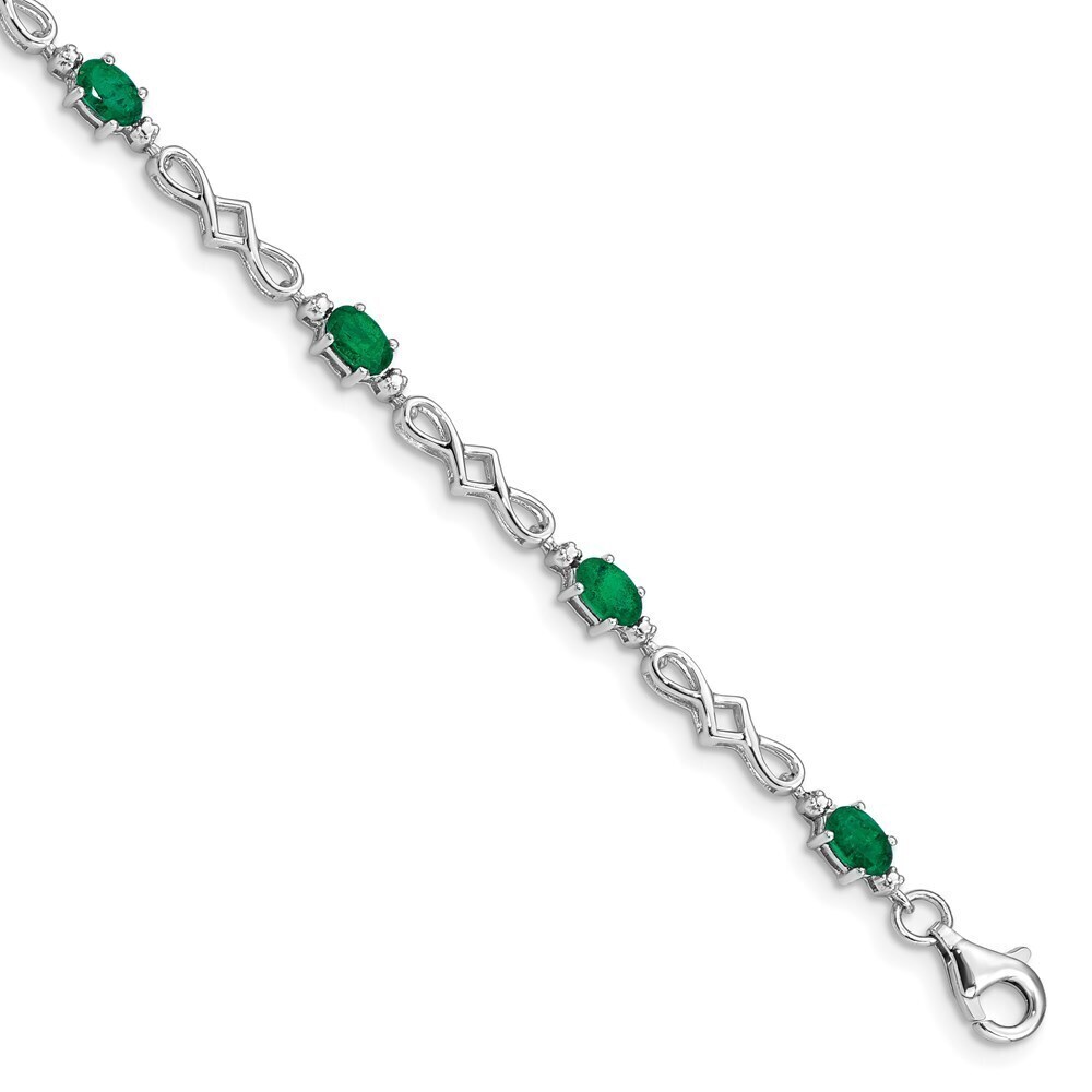 Kazi Luxury Sterling Silver Rhodium-plated Emerald and Diamond Bracelet